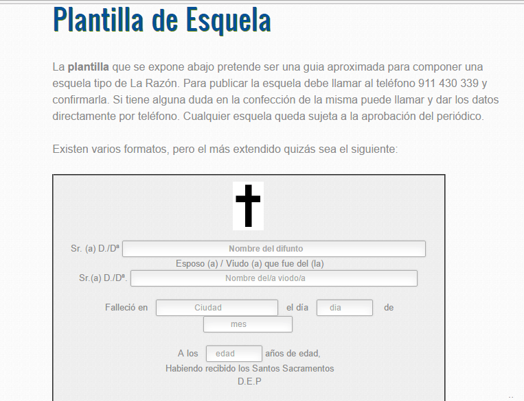 Plantilla de esquela